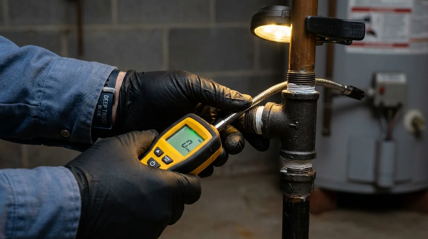 Gas leak detection with electronic sniffer by Johns Plumbing LLC in Lakeview