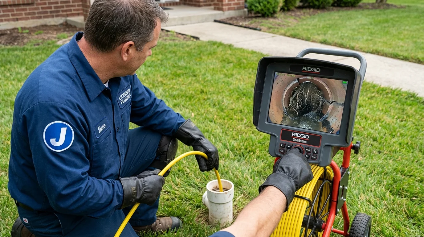 Sewer camera inspection being performed by Johns Plumbing LLC in Lakeview