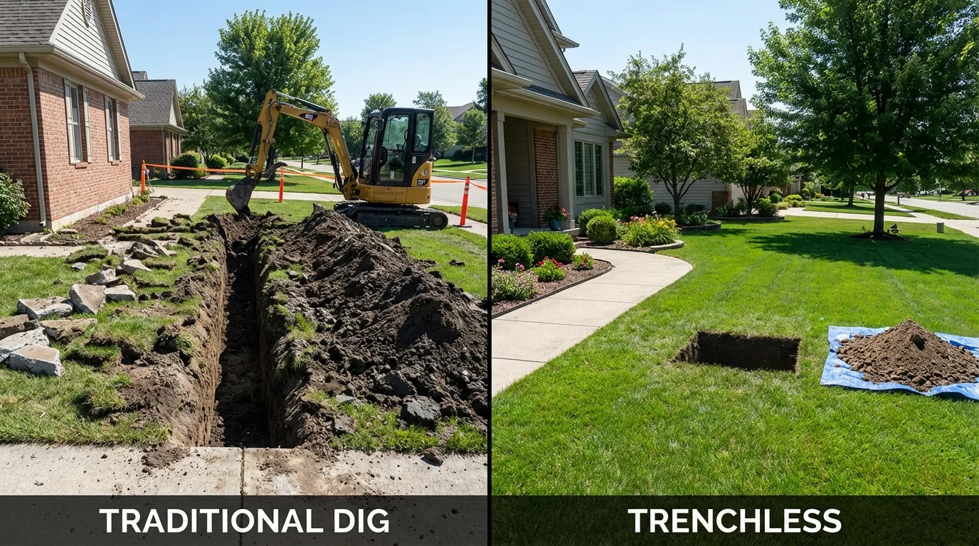 Trenchless sewer repair with minimal yard damage versus traditional excavation in Lakeview, OR